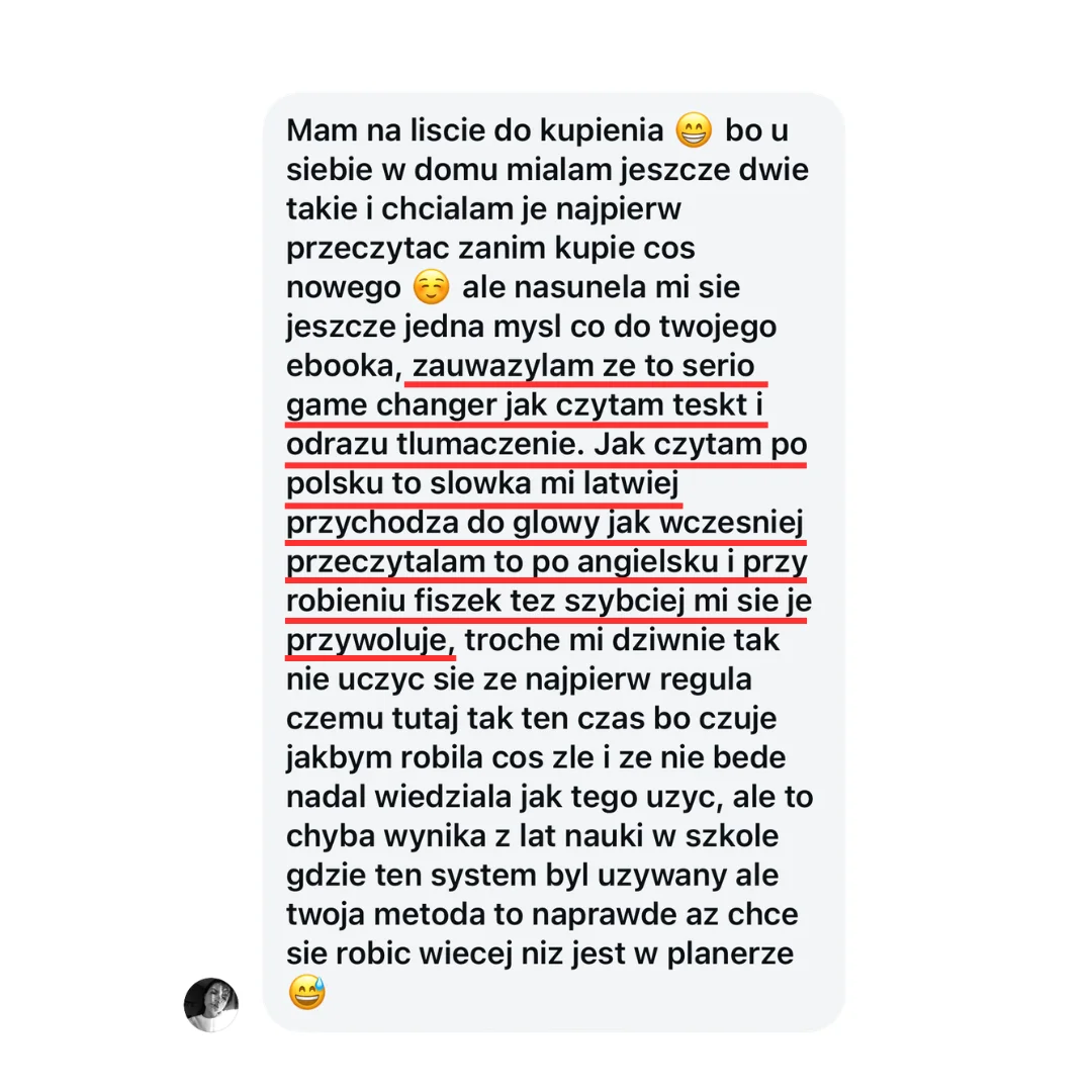 Opinia uczennicy — słówka przypominają się randomowo w ciągu dnia